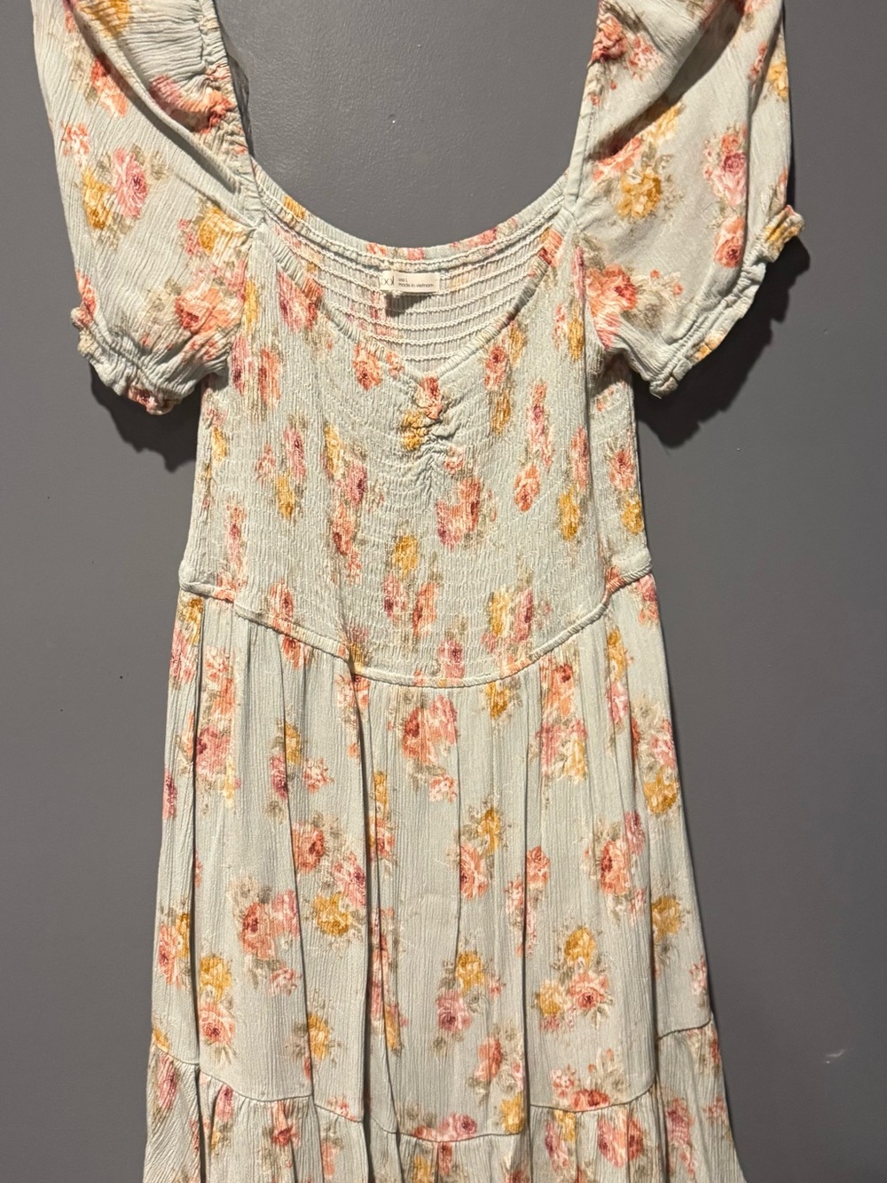 BE COOL Light Blue Floral Mini Dress with Pink & Yellow Blossoms